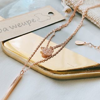 センスオブプレイスバイアーバンリサーチ(SENSE OF PLACE by URBAN RESEARCH)のpink gold double chain necklace #010(ネックレス)