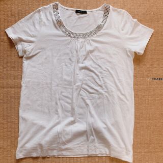 コムサイズム(COMME CA ISM)のスパンコール付き　Tシャツ　カットソー　Lサイズ　コムサイズム(Tシャツ(半袖/袖なし))