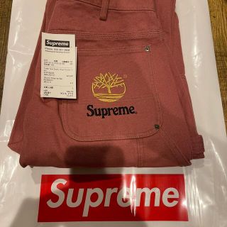 シュプリーム(Supreme)の32 Supreme Timberland ダブルニー　レッド　ピンク(デニム/ジーンズ)