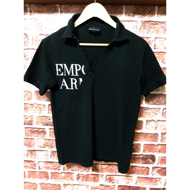 Emporio Armani(エンポリオアルマーニ)の美品　エンポリオアルマーニ　ポロシャツ　イーグル　ビックロゴ　ブラック メンズのトップス(ポロシャツ)の商品写真