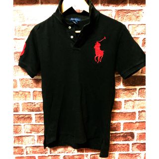 ポロラルフローレン(POLO RALPH LAUREN)のポロラルフローレン　ポロシャツ　ブラック　レッド　ビッグロゴ　M相当(ポロシャツ)