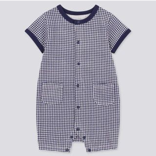 ユニクロ(UNIQLO)のUNIQLO ロンパース　ショートオール　チェック　半袖　前開き(ロンパース)