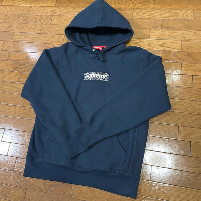 supreme Bandana Box Logo Hooded navyパーカー