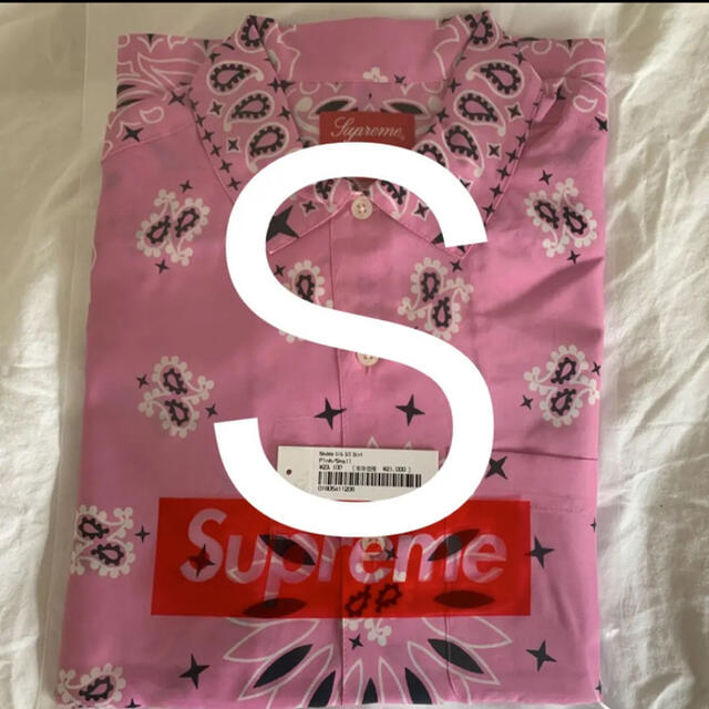 supreme バンダナ　シルクシャツ　ピンク　s