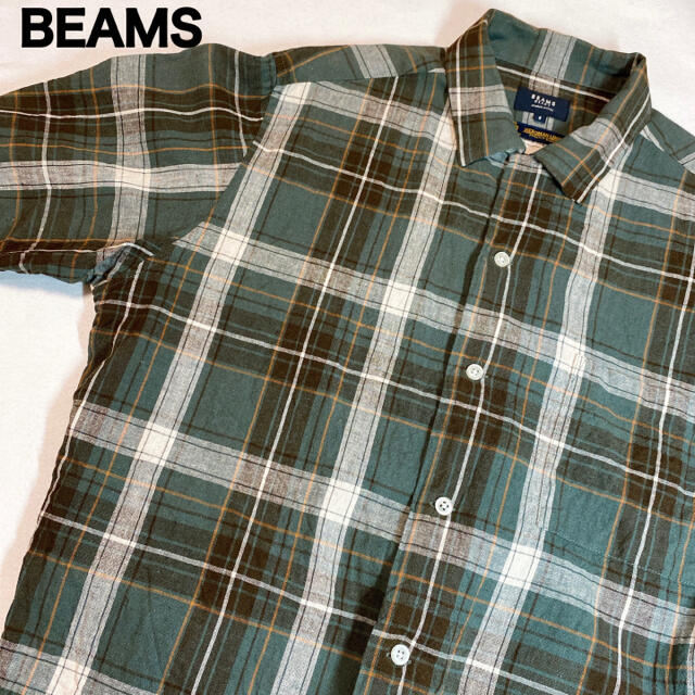 BEAMS(ビームス)のリネン素材で涼しく着れる♪BEAMS半袖チェックシャツ　Sサイズ レディースのトップス(シャツ/ブラウス(半袖/袖なし))の商品写真