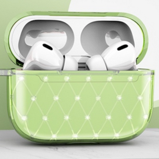 可愛いスケルトンのAirPods Pro用ケース（グリーン）(ヘッドフォン/イヤフォン)