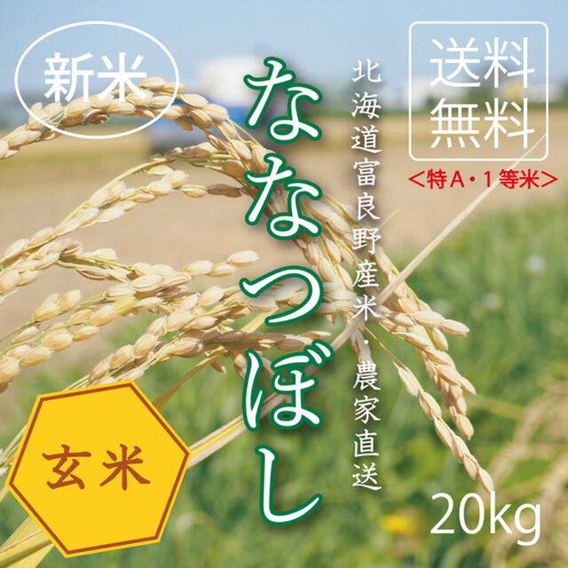 食品/飲料/酒1等米　ななつぼし　玄米20kg お米　米　ブランド米　農家直送　玄米価格