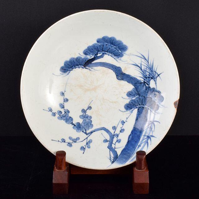 maru777　古鍋島　染付松竹梅文　大皿　飾り皿　台皿　C　R3551B