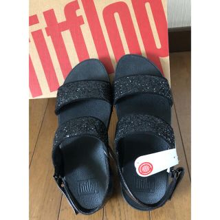 フィットフロップ(fitflop)のfitflop グリッター  スライドサンダル　バックベルト　ブラック　ラメ(サンダル)