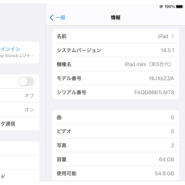 iPad mini5 64GB Wi-Fi＋Cellularモデル　保証あり