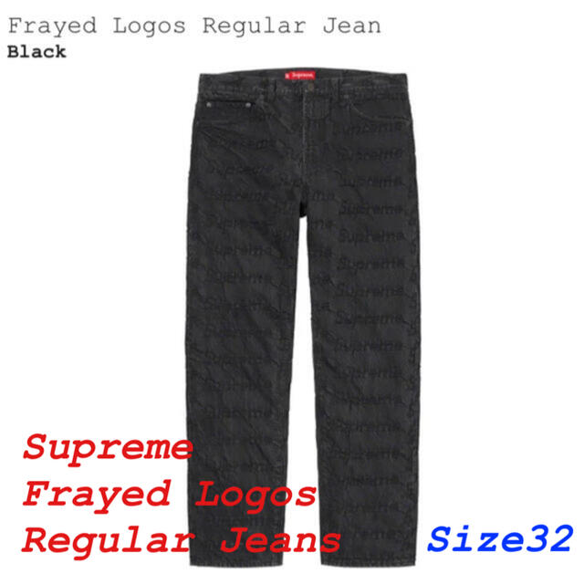 Supreme Frayed Logos Regular Jean Black Supreme Frayed Logos Regular Jean Black
