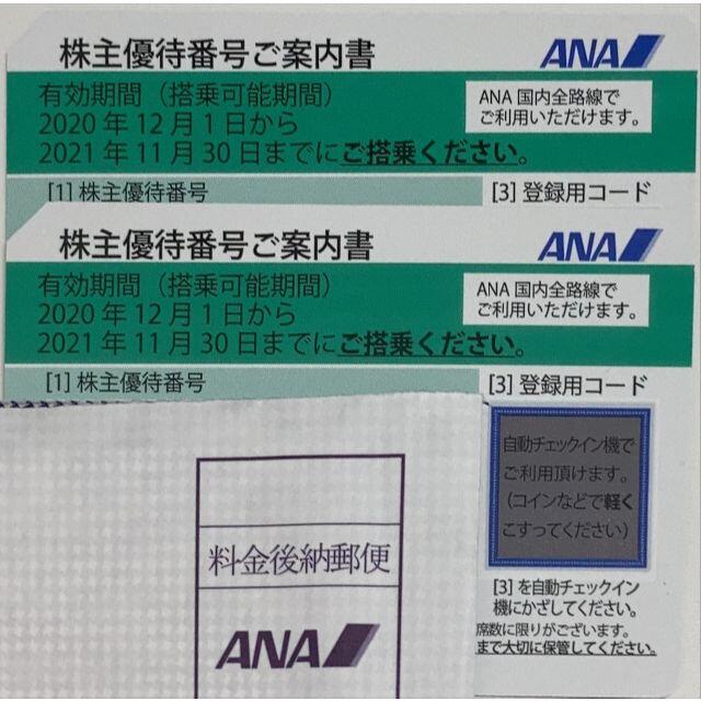 ANA(全日本空輸)(エーエヌエー(ゼンニッポンクウユ))の【2021年11月30日まで有効】ANA株主優待番号ご案内書　2枚セット チケットの優待券/割引券(その他)の商品写真