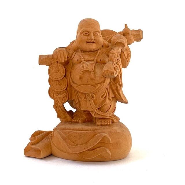 布袋様　木彫り　七福神　招財　風水