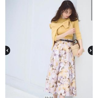 新品未使用タグ付き‼︎ リリーフラワープリントスカート イエロー 黄色