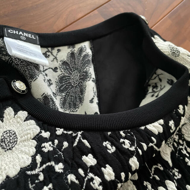 石見銀山 Chanel シャネル ワンピース 花柄 ココマーク モノトーン 40