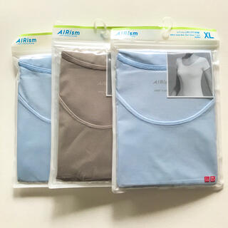 ユニクロ(UNIQLO)のエアリズム　UネックT 半袖　XL 3枚セット　未開封(アンダーシャツ/防寒インナー)