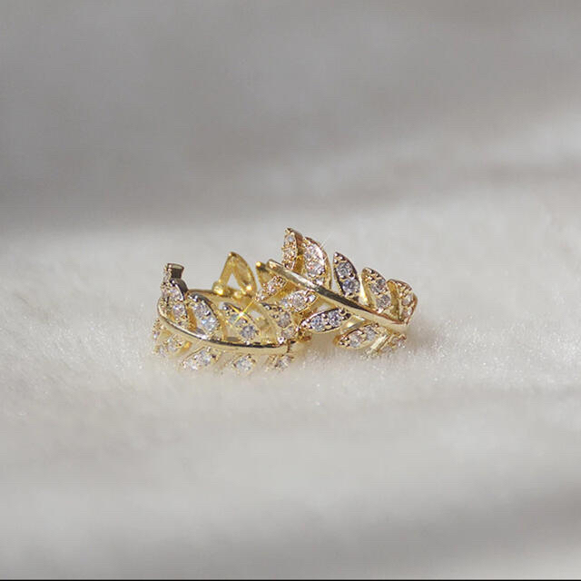 AHKAH(アーカー)のleaf circle zirconia 14 18k real gold レディースのアクセサリー(ピアス)の商品写真