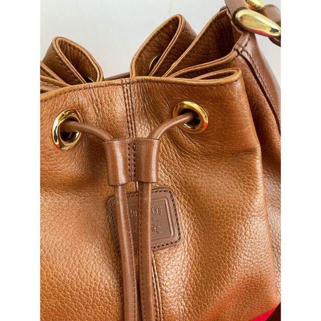 BURBERRY バーバリー ヴィンテージ 巾着ショルダーバッグ レザー 茶 ic
