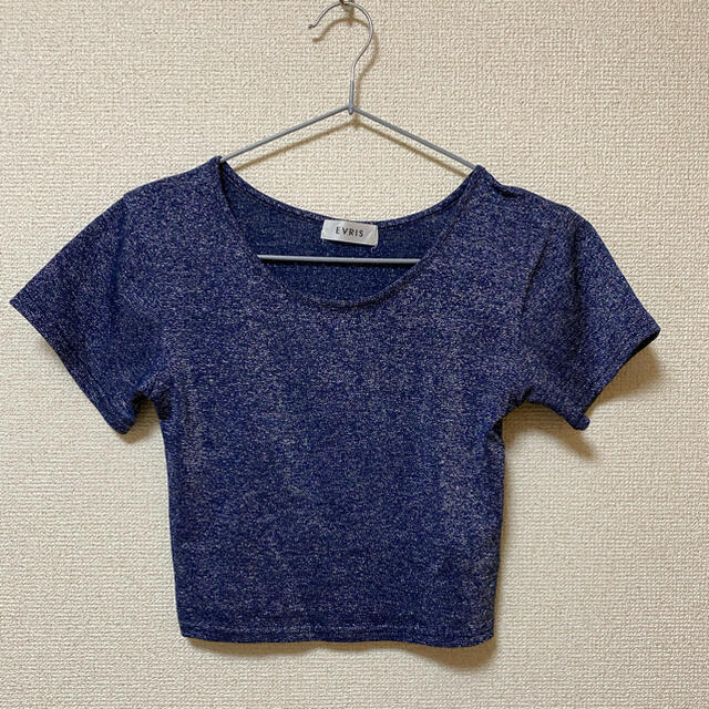 EVRIS(エヴリス)のEVRIS ラメショート丈Tシャツ レディースのトップス(Tシャツ(半袖/袖なし))の商品写真