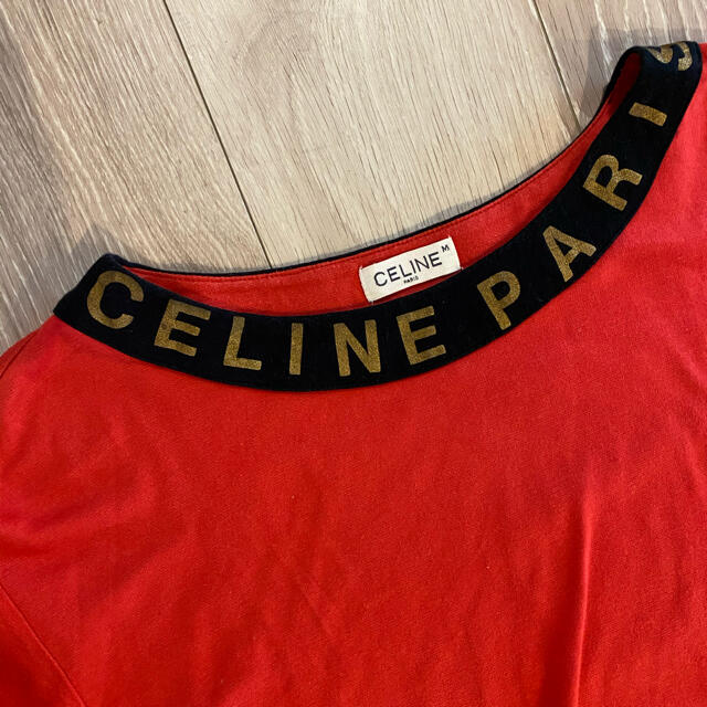 トップスCELINE オールドセリーヌヴィンテージセリーヌTシャツ赤ビンテージティシャツ