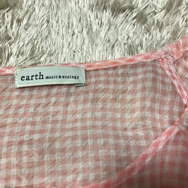 earth music & ecology(アースミュージックアンドエコロジー)のearth ♡ ギンガムチェック　チュニック　トップス　シアー レディースのトップス(カットソー(半袖/袖なし))の商品写真