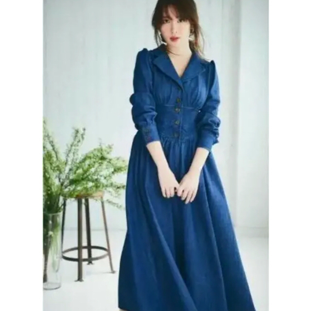 SNIDEL(スナイデル)のher lip to Lace Belted Denim Dress レディースのワンピース(ひざ丈ワンピース)の商品写真