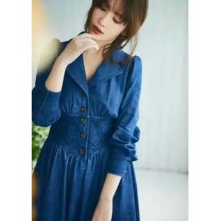 スナイデル(SNIDEL)のher lip to Lace Belted Denim Dress(ひざ丈ワンピース)