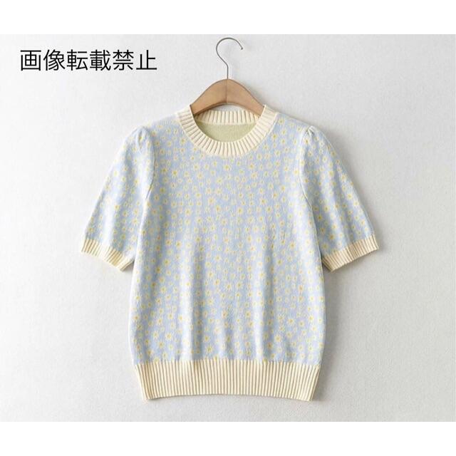 ZARA - 🍀5月新作🎏4272◇フラワー 花柄 半袖 ニットの通販 by
