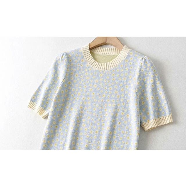 ZARA - 🍀5月新作🎏4272◇フラワー 花柄 半袖 ニットの通販 by