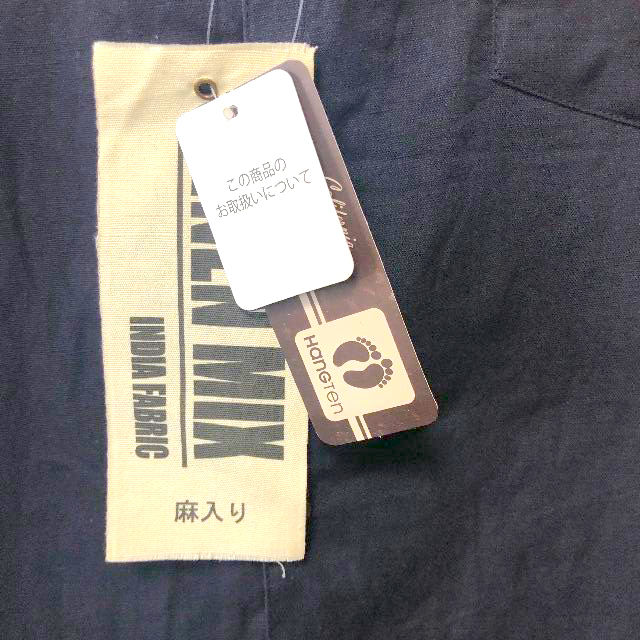 HANG TEN(ハンテン)のHangten 麻入り シャツ 半袖 Lサイズ 新品 ネイビー メンズのトップス(シャツ)の商品写真