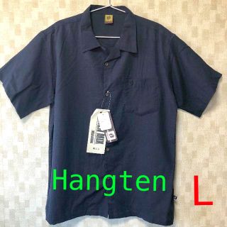 ハンテン(HANG TEN)のHangten 麻入り シャツ 半袖 Lサイズ 新品 ネイビー(シャツ)