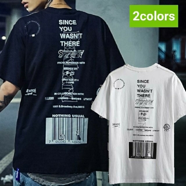 大人気アイテム バーコード Tシャツ ビッグシルエット ストリート メンズ XL メンズのトップス(Tシャツ/カットソー(半袖/袖なし))の商品写真