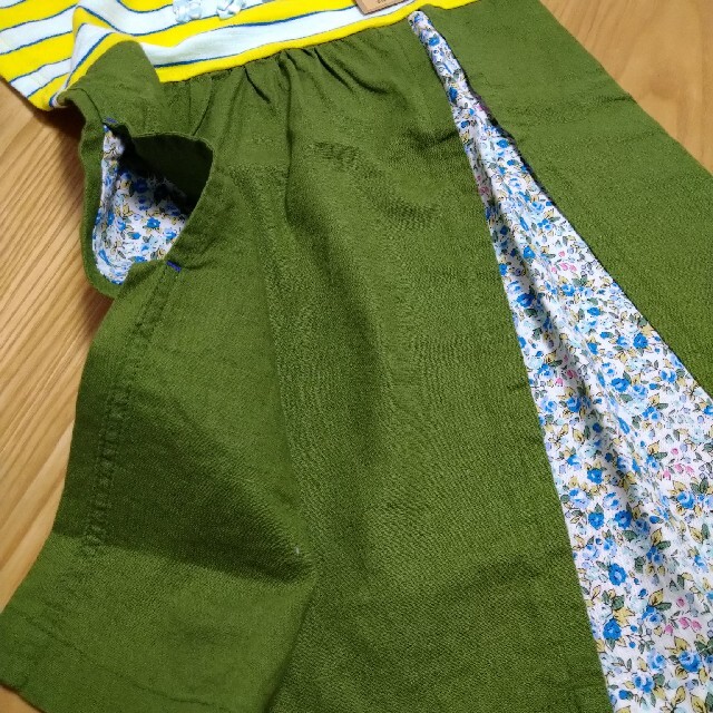 RAG MART(ラグマート)の黄色ボーダーワンピース100 キッズ/ベビー/マタニティのキッズ服女の子用(90cm~)(ワンピース)の商品写真