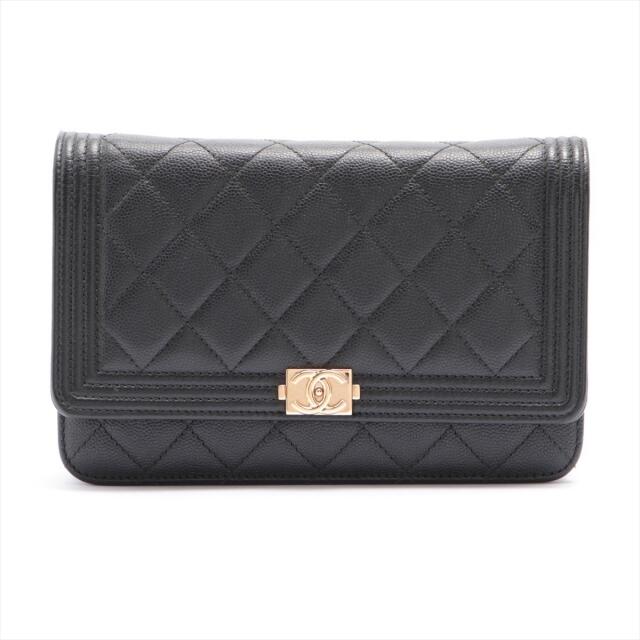 CHANEL - シャネル  キャビアスキン  ブラック レディース ショルダーバッグ