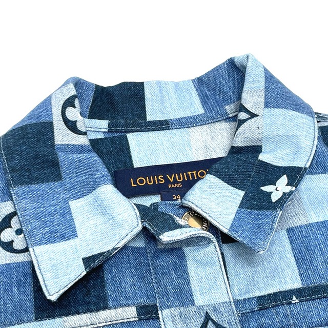 ルイヴィトン LOUIS VUITTON デニム FIJA14TWS モノグラムチェック ロゴ LV デニムジャケット モノグラムデニム ブルー 美品