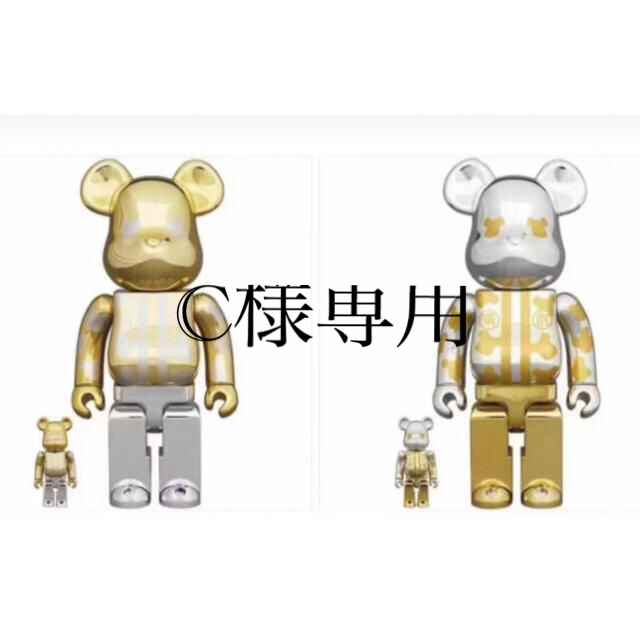 MEDICOM TOY(メディコムトイ)のbe@rbrick はっぴ東京　金メッキ銀メッキ　100%&400% セット ハンドメイドのおもちゃ(フィギュア)の商品写真