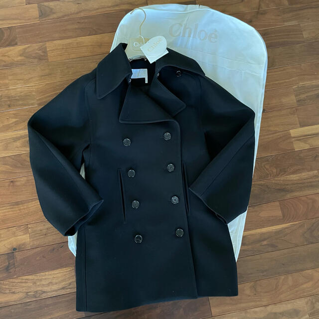 Chloe(クロエ)のChloe クロエ コート Pコート ダブル ブラック 黒【タグ付き】 レディースのジャケット/アウター(ピーコート)の商品写真