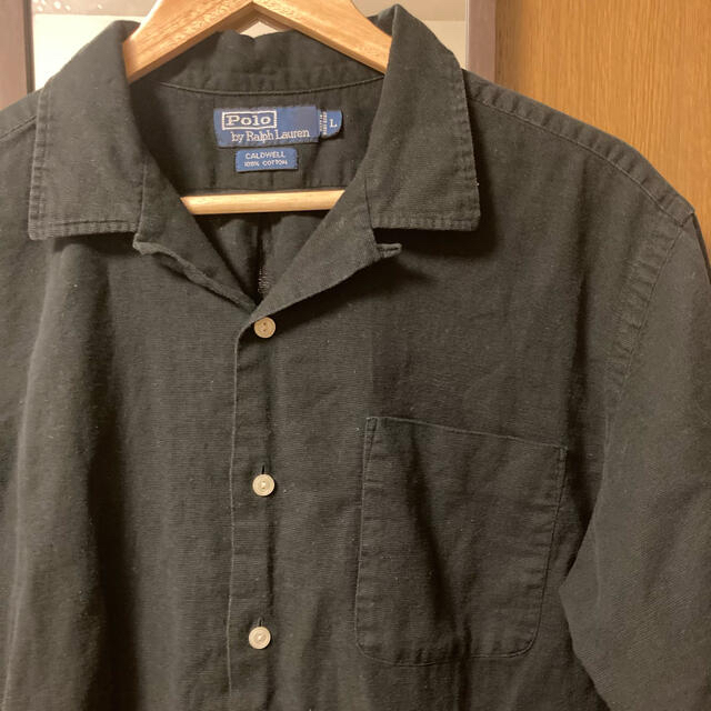 90s Polo Ralph Lauren 完全無地 黒 オープンカラーシャツ