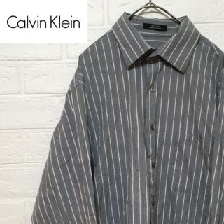 カルバンクライン(Calvin Klein)のカルバンクライン メンズ シャツ ストライプ 長袖 L 古着 服 90s(シャツ)