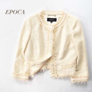 ✽.:* EPOCA コットンブレンド ツイードノーカラージャケット