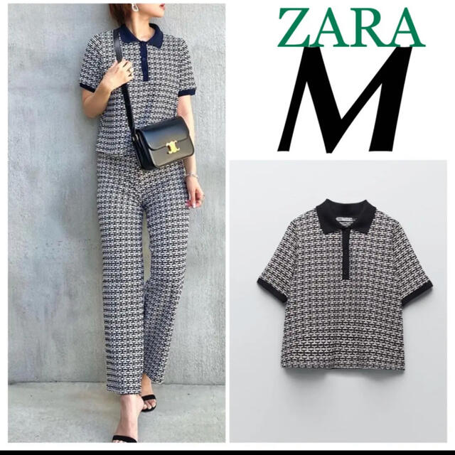ZARA(ザラ)のラスト1点 ZARA 新品♡レトロジャガード ポロシャツ M レディースのトップス(ポロシャツ)の商品写真