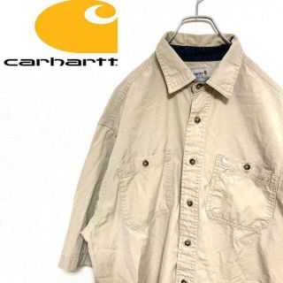 カーハート(carhartt)の●カーハート● アメリカ古着　ワンポイントロゴ　刺繍　半袖　ワークシャツ　メンズ(シャツ)