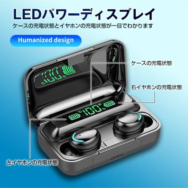 新品　Bluetoothイヤホン　ワイヤレス　自動ペアリング　防水 スマホ/家電/カメラのオーディオ機器(ヘッドフォン/イヤフォン)の商品写真