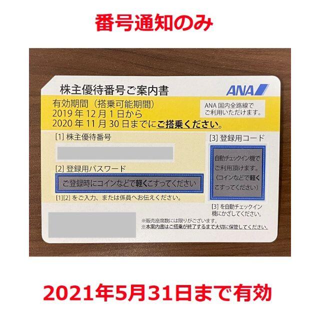 ANA株主優待券 日本航空 番号通知のみ チケットの優待券/割引券(その他)の商品写真