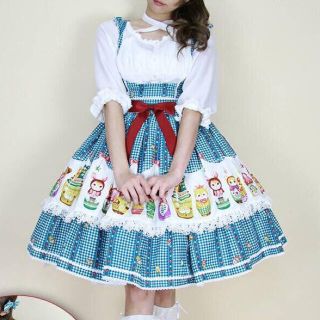 メタモルフォーゼタンドゥフィーユ(metamorphose temps de fille)の【ソックスつき】Matryoshka Doll エプロンジャンパースカート(ひざ丈ワンピース)