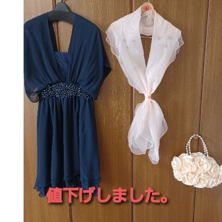 ザラ(ZARA)のパーティードレス/ストール/バック　3点セット(その他ドレス)