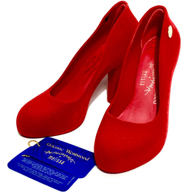 Vivienne Westwood(ヴィヴィアンウエストウッド)の美品 ヴィヴィアンウエストウッド メリッサ パンプス スエード 赤 レディースの靴/シューズ(ハイヒール/パンプス)の商品写真