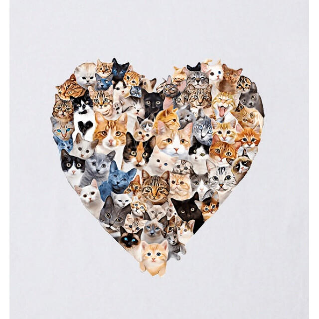 キティガロア猫ハートコラージュラブ プリント 半袖 Tシャツ  rrb70 メンズのトップス(Tシャツ/カットソー(半袖/袖なし))の商品写真