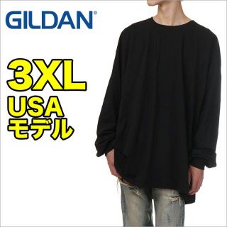 ギルタン(GILDAN)の【新品】ギルダン 長袖 Tシャツ 3XL 黒 ロンT 無地 メンズ(Tシャツ/カットソー(七分/長袖))