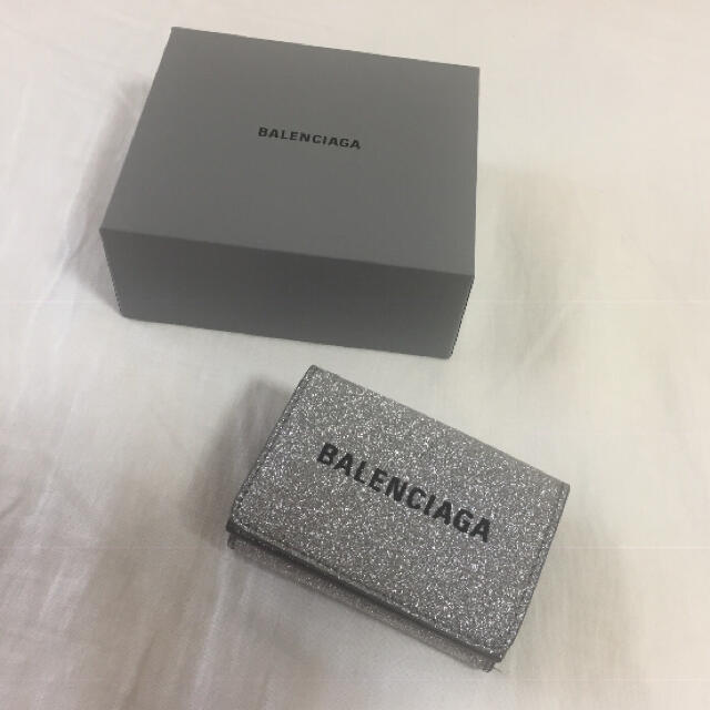 折り財布【確実正規品】BALENCIAGA★GLITTER★ミニ財布★シルバー